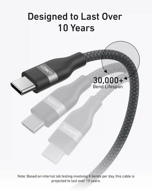 Anker USB-C to USB-C Cable (3 ft / 6 ft, 240W, Upcycled-Braided, 4-Pack)