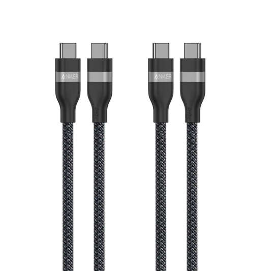 Anker USB-C to USB-C Cable (3 ft / 6 ft, 240W, Upcycled-Braided, 2-Pack)