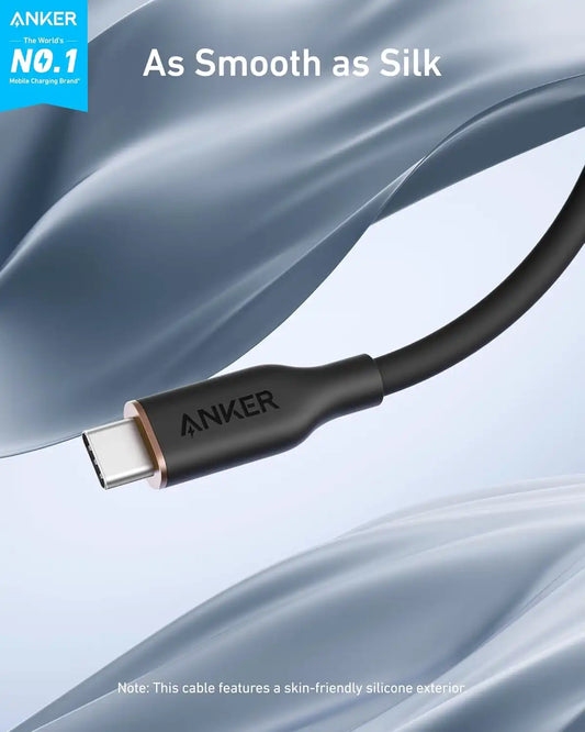 Anker 643 USB-C to USB-C Cable (Flow, Silicone, 240W, 2-Pack, Midnight Black)