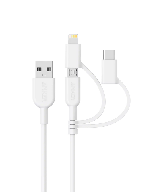 Anker 321 USB-A to Lightning Cable (3 ft 3-in-1)