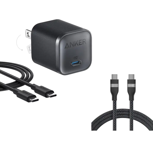 Anker Nano Charger (45W) with USB-C to USB-C Cable and Anker USB-C to USB-C Cable (6 ft, 240W, Upcycled-Braided)