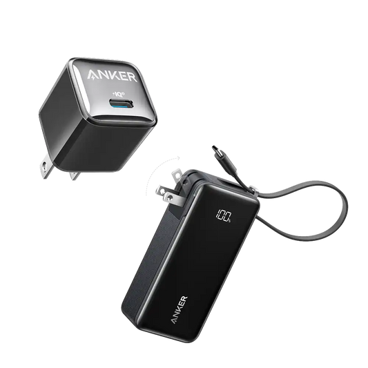Bundle kit: Anker Power Bank (10K, Fusion, Built-In USB-C Cable)and Anker Nano Charger (20W)