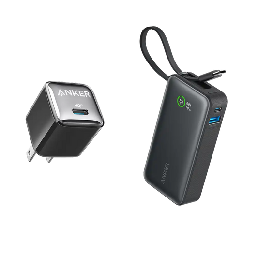 Bundle kit: Anker Nano Power Bank (30W, Built-In USB-C Cable) and Anker Nano Charger (20W)