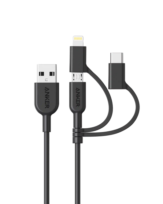 Anker 321 USB-A to Lightning Cable (3 ft 3-in-1)