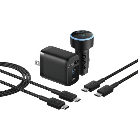 Anker 45W USB-C Wall Charger + 67W Car Charger + 3 ft and 6 ft USB-C Cables