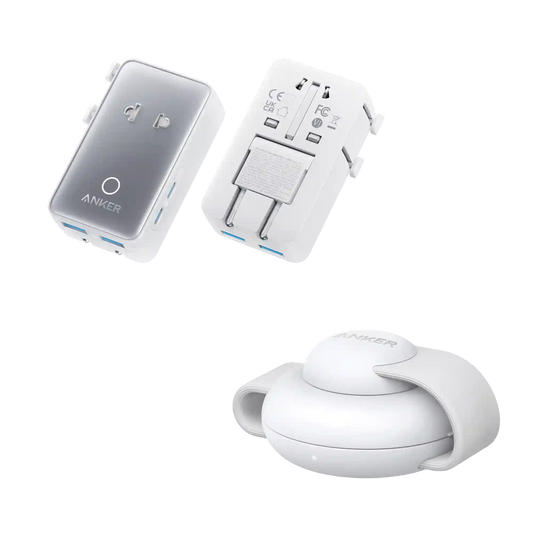 Anker MagGo Wireless Charging Station (3-in-1, Foldable Pad) and Anker Nano Travel Adapter (5-in-1, 20W, 1-Pack)