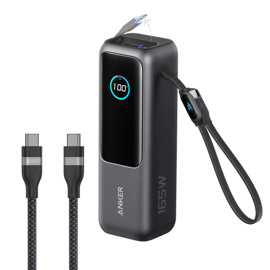 Bundle kit: Anker Laptop Power Bank (25K, 165W, Built-In and Retractable Cables) and Anker USB-C to USB-C Cable (6 ft, 240W, Upcycled-Braided)