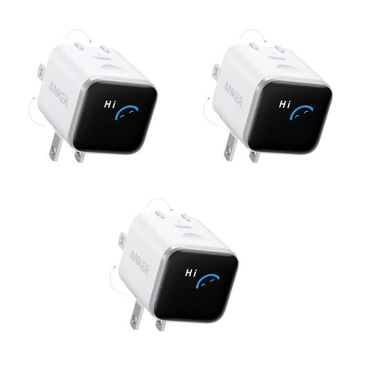 Anker Nano Charger (45W, Smart Display, 180° Foldable, 3-Pack)