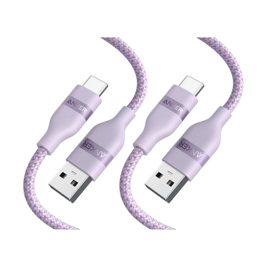 Anker USB-A to USB-C Cable (Upcycled-Braided, 2 Pack, Violet）