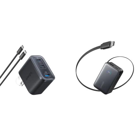 Anker Nano Charger (70W, 3 Ports) and Anker Nano Power Bank (10K, 45W, Built-In Retractable USB-C Cable)