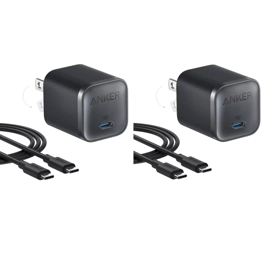 Bundle kit: Anker Nano Charger (45W) with USB-C to USB-C Cable 2-Pack