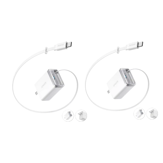 Anker Nano Charger (35W, Built-In Retractable USB-C Cable) —2- Pack