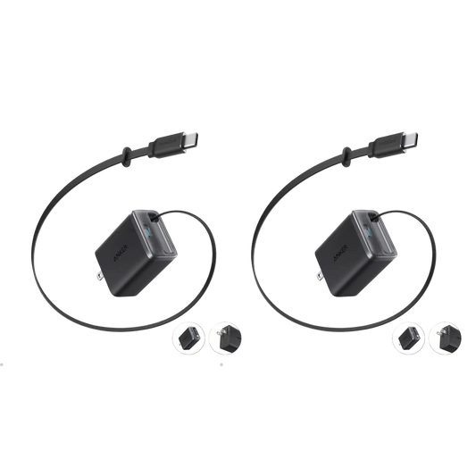 Anker Nano Charger (35W, Built-In Retractable USB-C Cable) —2- Pack