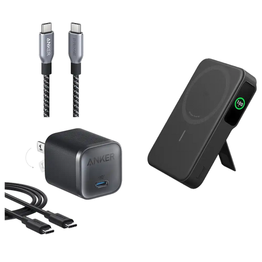 Anker Nano Charger (45W), Anker MagGo Power Bank (10K), and Anker Prime USB-C to USB-C Cable