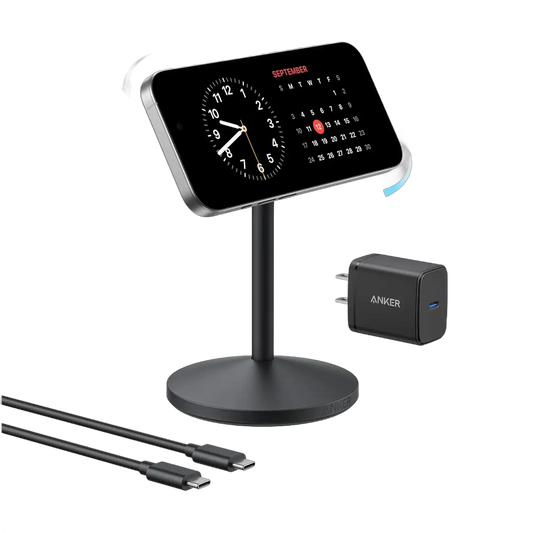 Anker MagGo iPhone 17 MagSafe Charger Compatible Stand (Qi2 15W,With Adapter)